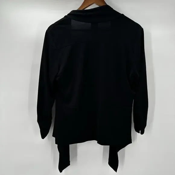 Clara Sun Woo Cardigan Sweater Womens Large Black Open Slinky Office Business - Picture 3 of 9
